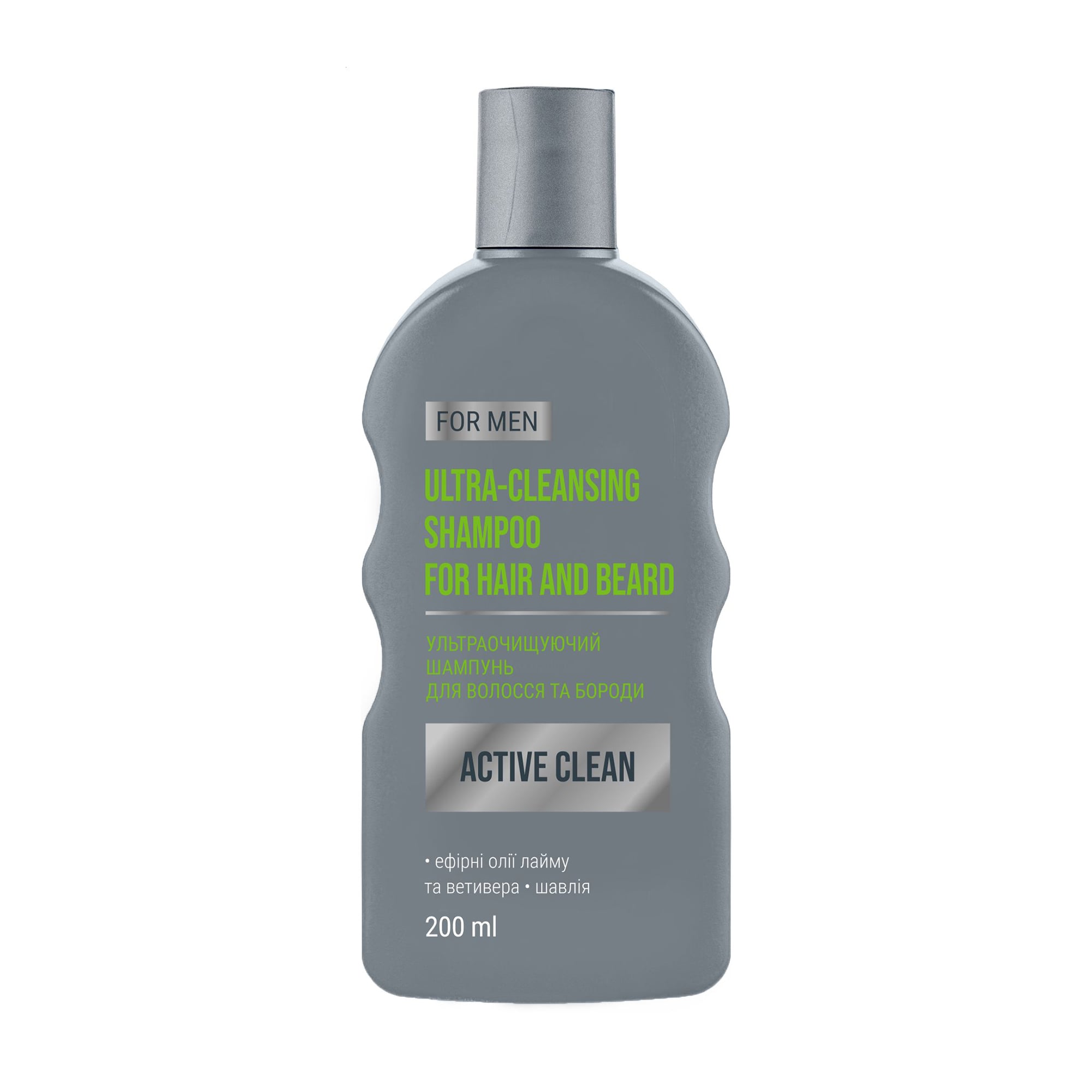 Чоловічий ультраочищувальний шампунь для волосся та бороди Family Doctor For Men Active Clean Ultra-Cleansing Shampoo For Hair And Beard, 200 мл